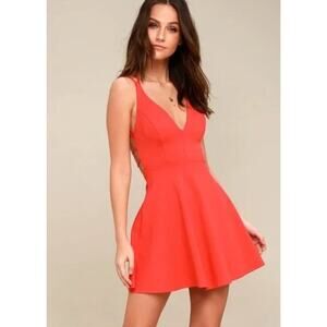 Lulus Believe in Love Dress Sleeveless Backless Skater Fit Flare Mini Red NWT S